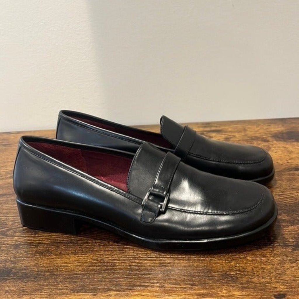 Aerosoles Black Genuine Leather Loafers Size 9 Women